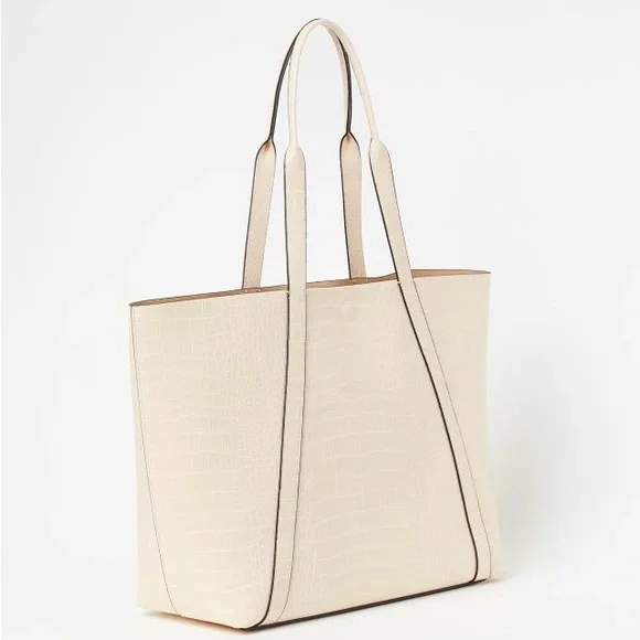 H&m Shopper Tasche Beige H&M Bags Creamcrocodilepatterned Tote
